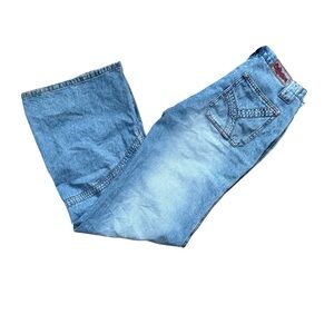 Y2K Caffeine Blue Denim Wide Leg Jeans Juniors Size 7